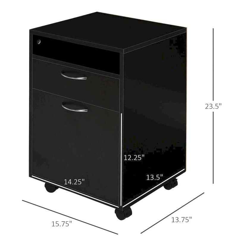 Meuble de rangement mobile moderne avec 1 étagère, 1 tiroir et 1 placard, support d'imprimante à roulettes