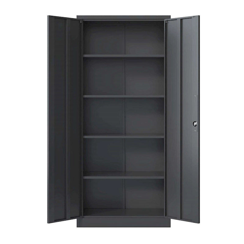 Armoire de rangement de garage en métal avec portes et 4 étagères réglables