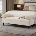 Banc de bout de lit moderne pour chambre à coucher, banc de fenêtre rembourré en velours avec 2 oreillers détachables pour salon ou entrée - Panipeachy