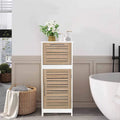 Armoire de rangement à linge avec porte persiennée et tiroir