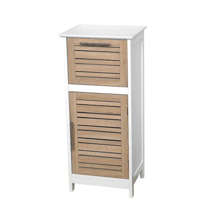 Armoire de rangement à linge avec porte persiennée et tiroir