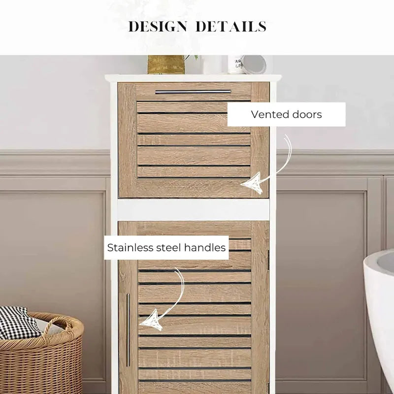 Armoire de rangement à linge avec porte persiennée et tiroir