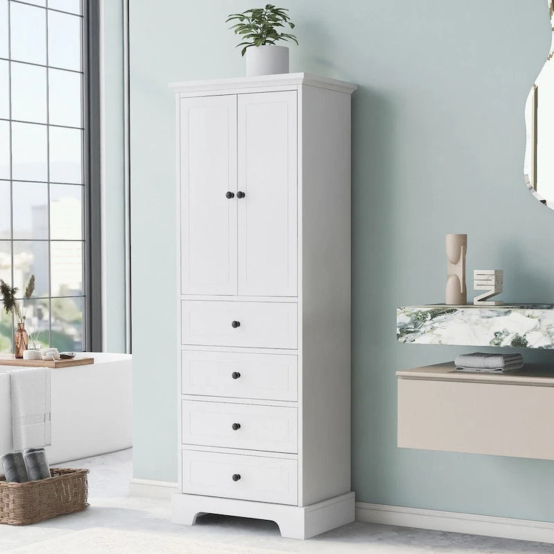 Meuble de Rangement de Salle de Bain avec 2 Portes et 4 Tiroirs