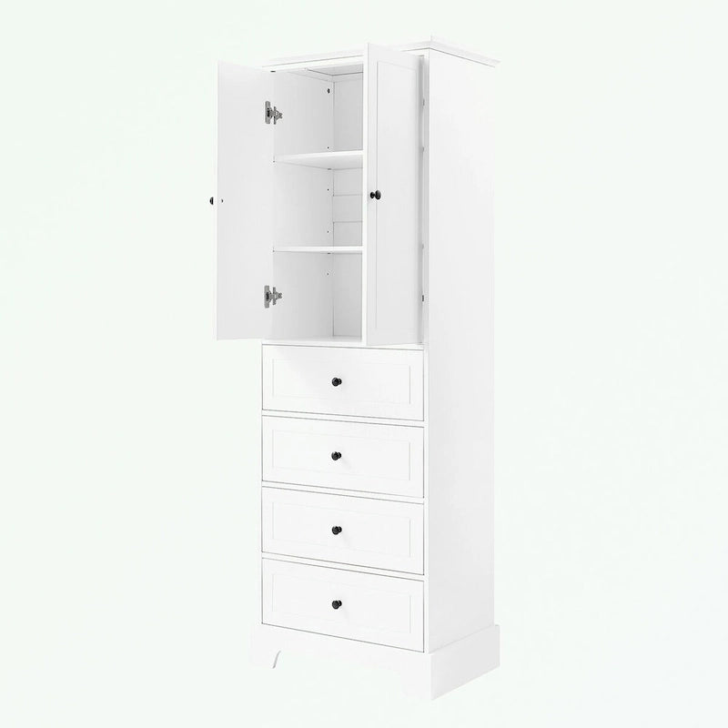 Meuble de Rangement de Salle de Bain avec 2 Portes et 4 Tiroirs