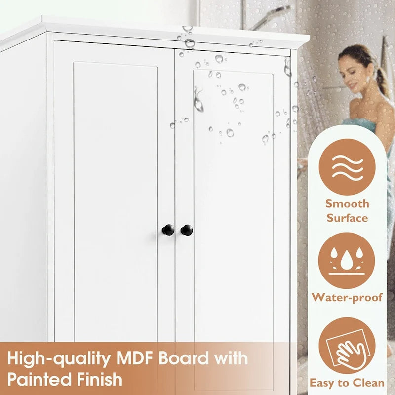Meuble de Rangement de Salle de Bain avec 2 Portes et 4 Tiroirs
