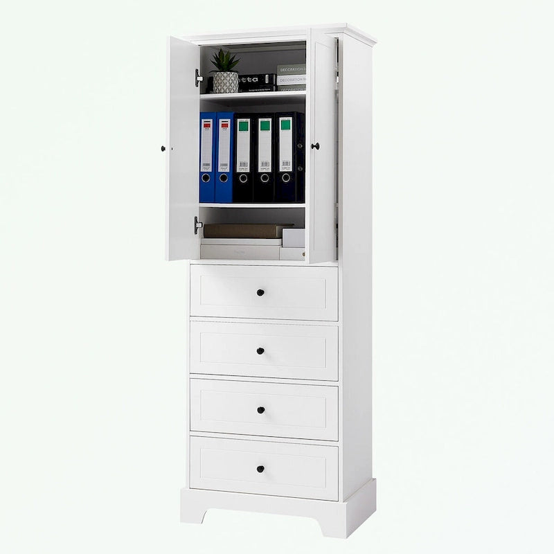 Meuble de Rangement de Salle de Bain avec 2 Portes et 4 Tiroirs