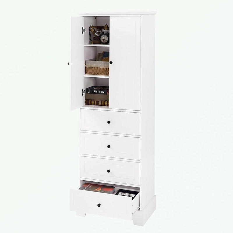 Meuble de Rangement de Salle de Bain avec 2 Portes et 4 Tiroirs