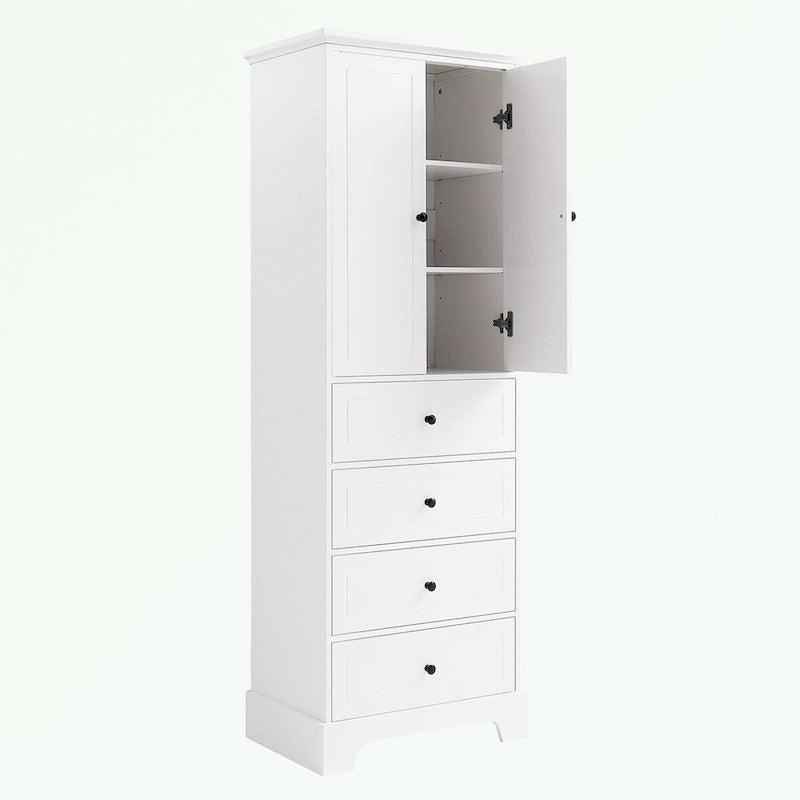 Meuble de Rangement de Salle de Bain avec 2 Portes et 4 Tiroirs