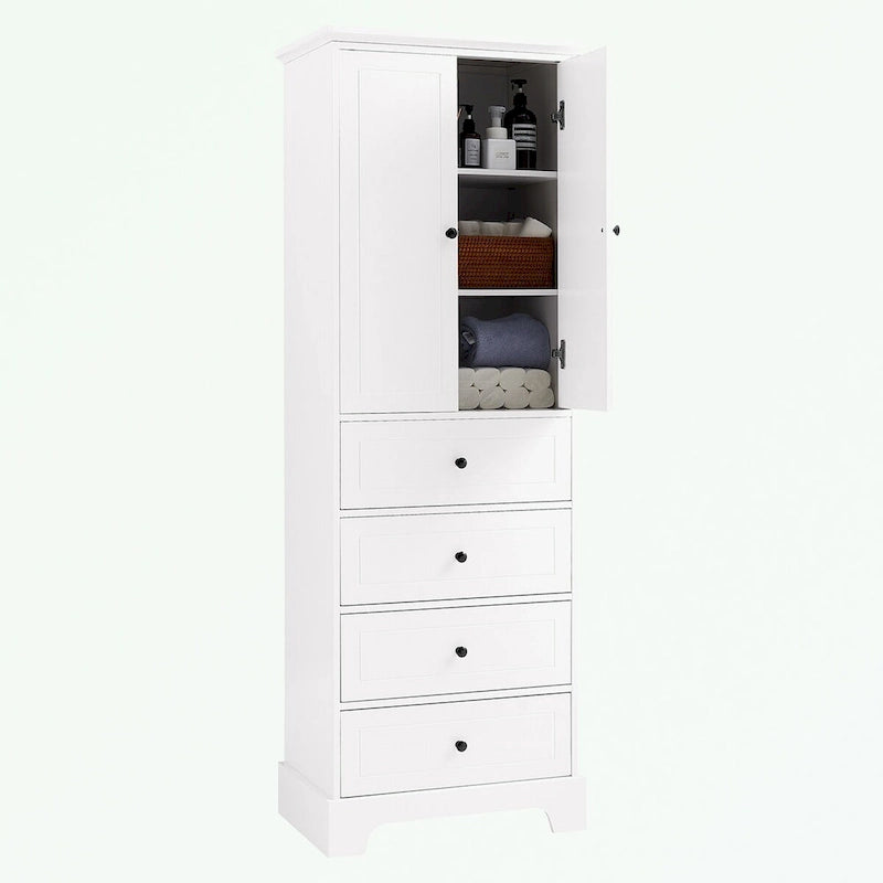 Meuble de Rangement de Salle de Bain avec 2 Portes et 4 Tiroirs