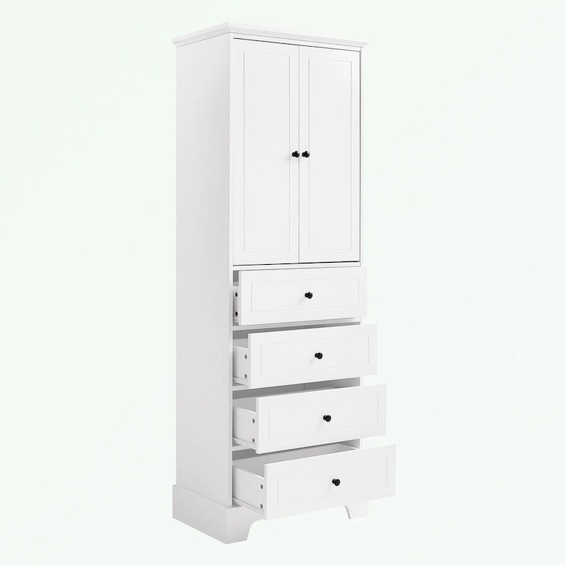 Meuble de Rangement de Salle de Bain avec 2 Portes et 4 Tiroirs