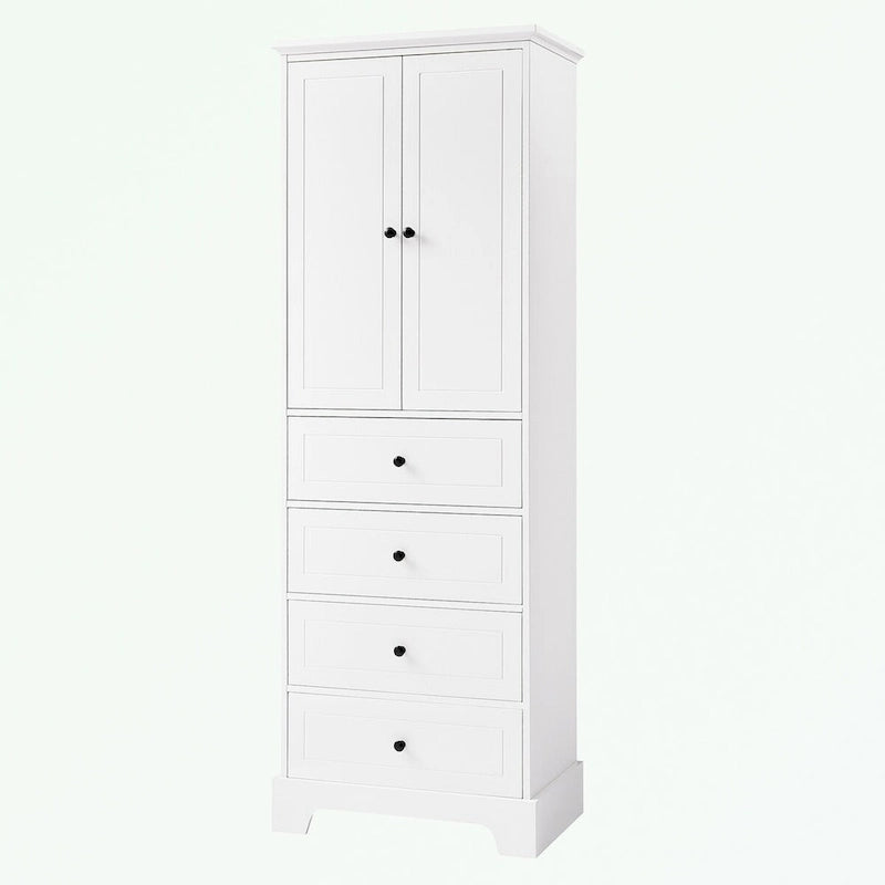 Meuble de Rangement de Salle de Bain avec 2 Portes et 4 Tiroirs