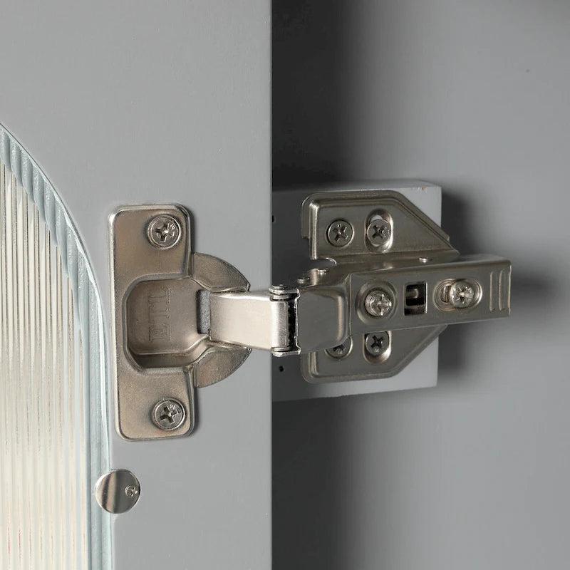 Meuble-lavabo de salle de bain avec vasque en céramique, deux tiroirs et porte de rangement