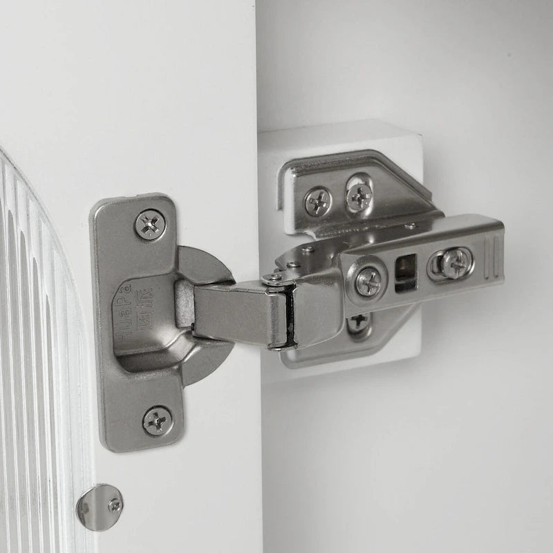 Meuble-lavabo de salle de bain avec vasque en céramique, deux tiroirs et porte de rangement