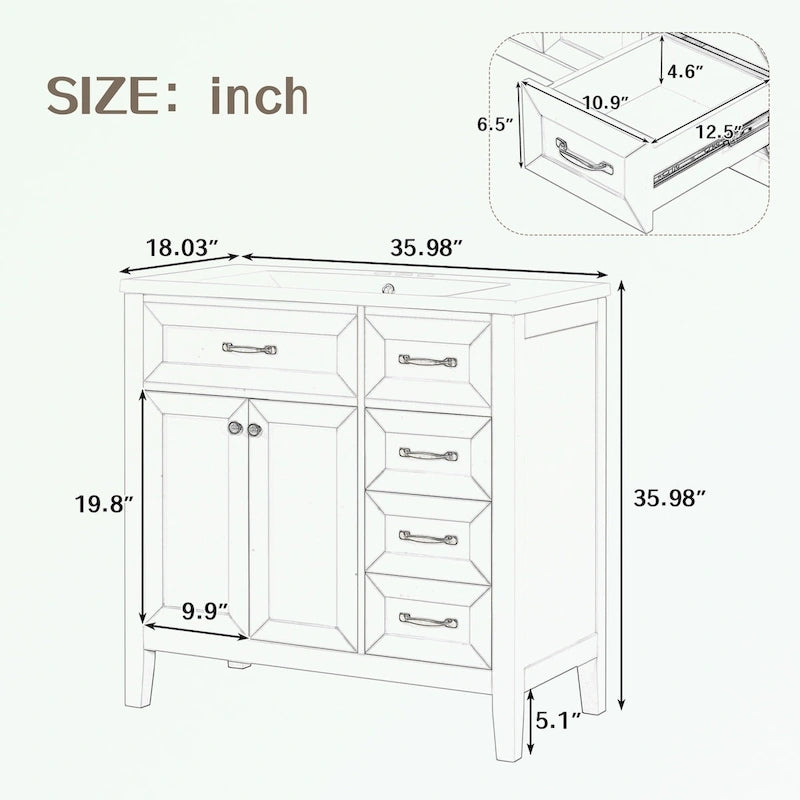 Meuble-lavabo avec tiroirs et évier intégré