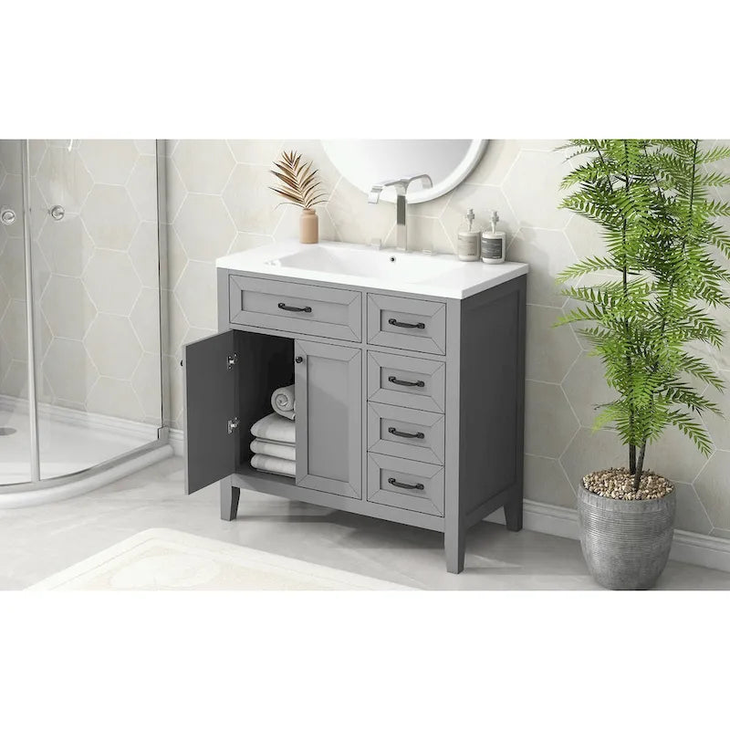 Meuble-lavabo avec tiroirs et évier intégré