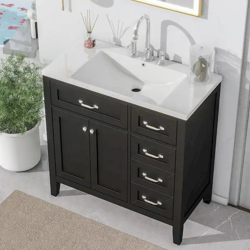 Meuble-lavabo avec tiroirs et évier intégré
