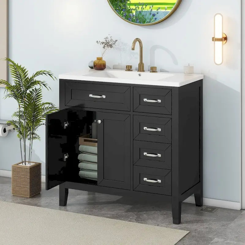 Meuble-lavabo avec tiroirs et évier intégré