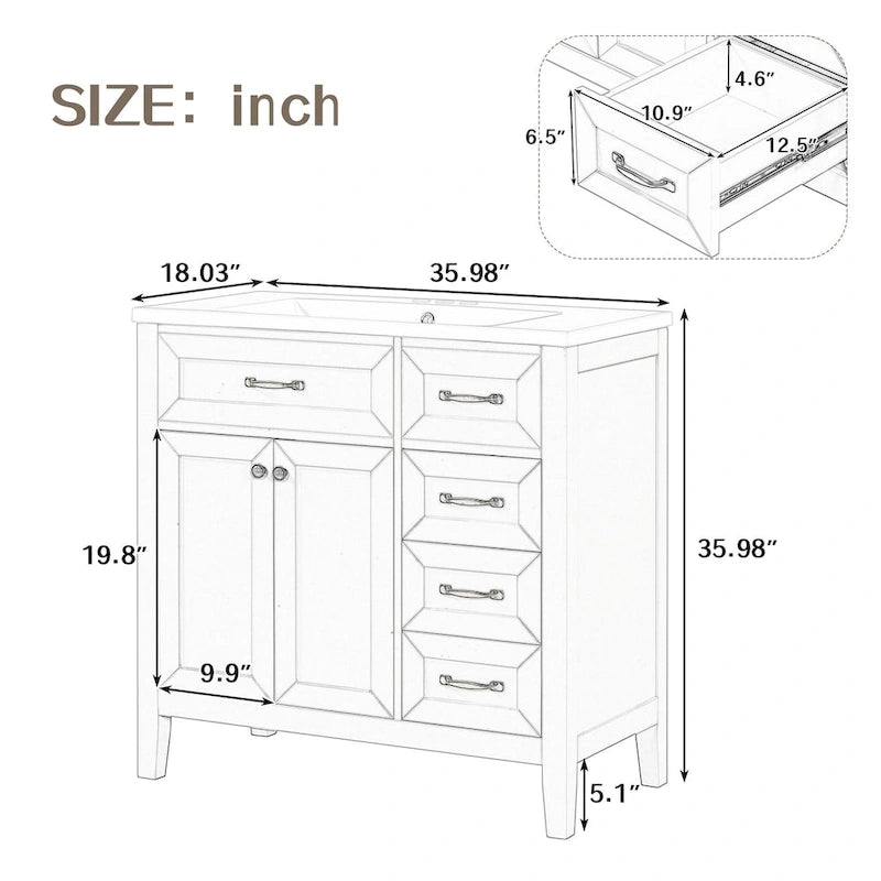 Meuble-lavabo avec tiroirs et évier intégré