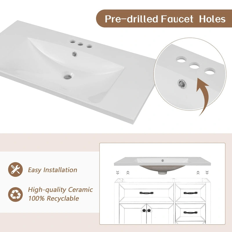 Meuble-lavabo avec tiroirs et évier intégré