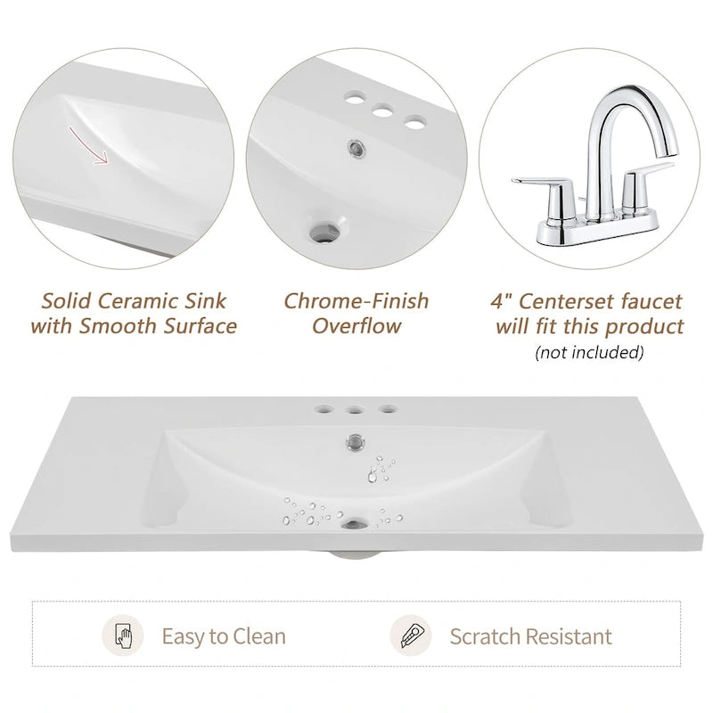Meuble-lavabo avec tiroirs et évier intégré