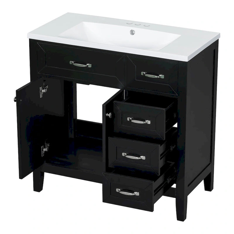 Meuble-lavabo avec tiroirs et évier intégré