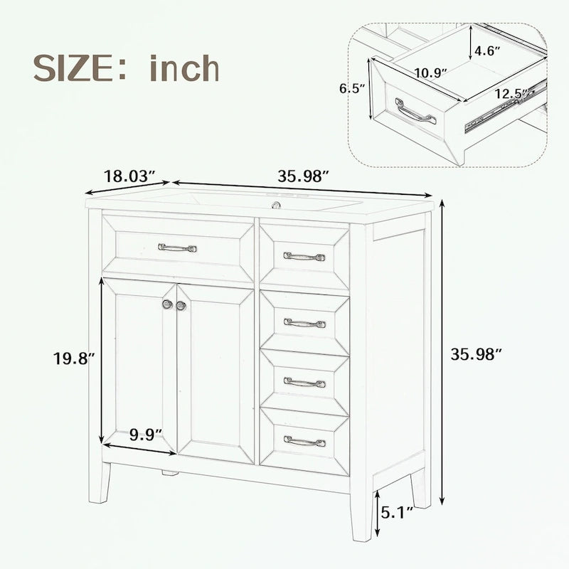 Meuble-lavabo avec tiroirs et évier intégré