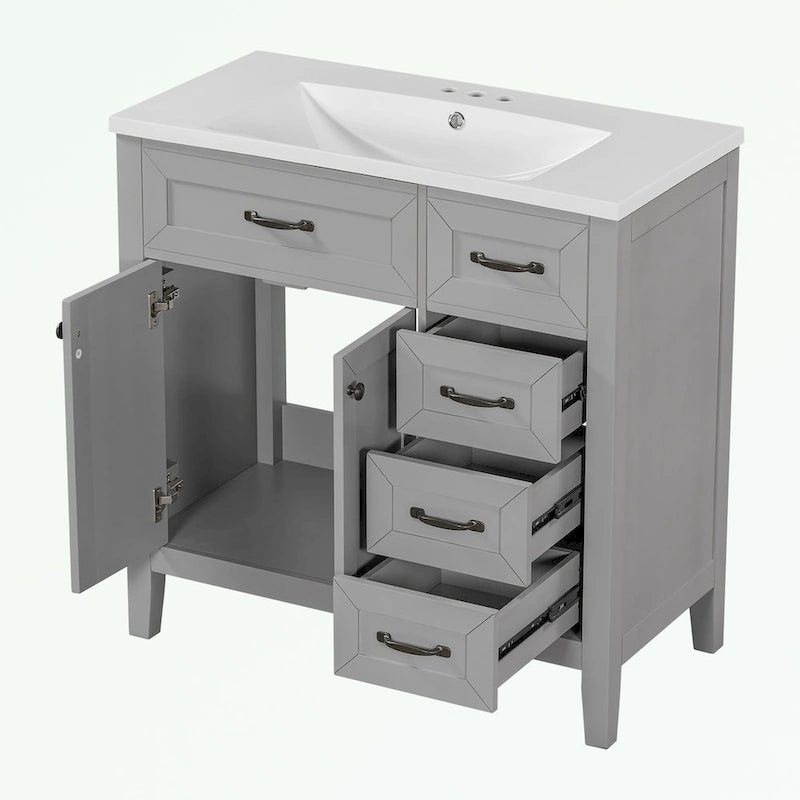 Meuble-lavabo avec tiroirs et évier intégré