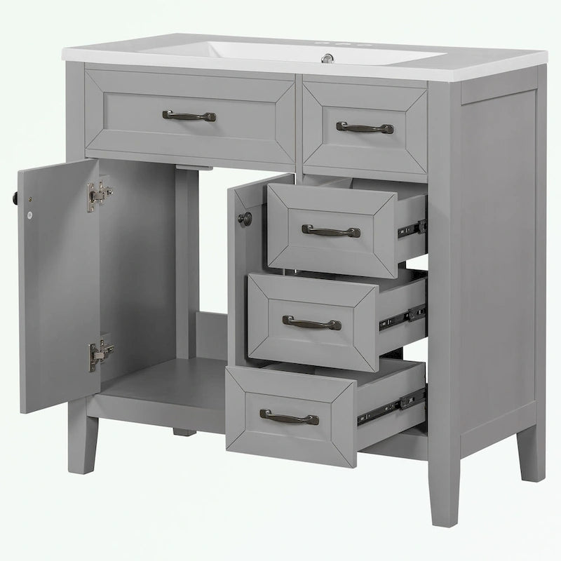 Meuble-lavabo avec tiroirs et évier intégré