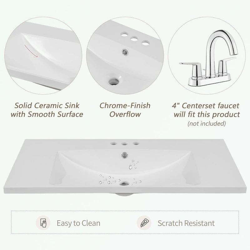 Meuble-lavabo avec tiroirs et évier intégré