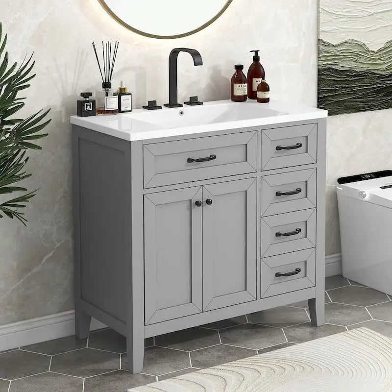 Meuble-lavabo avec tiroirs et évier intégré
