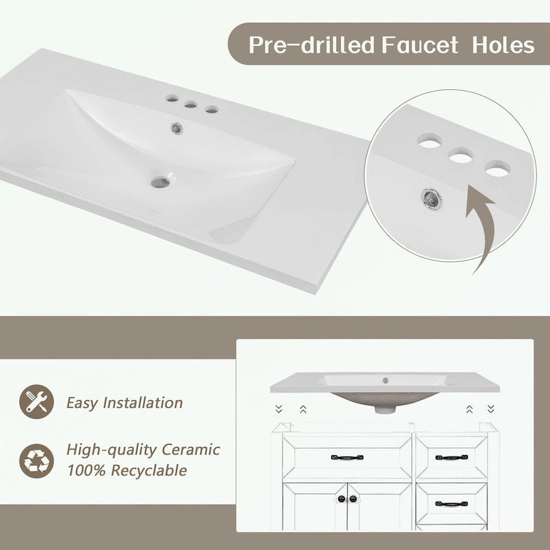 Meuble-lavabo avec tiroirs et évier intégré