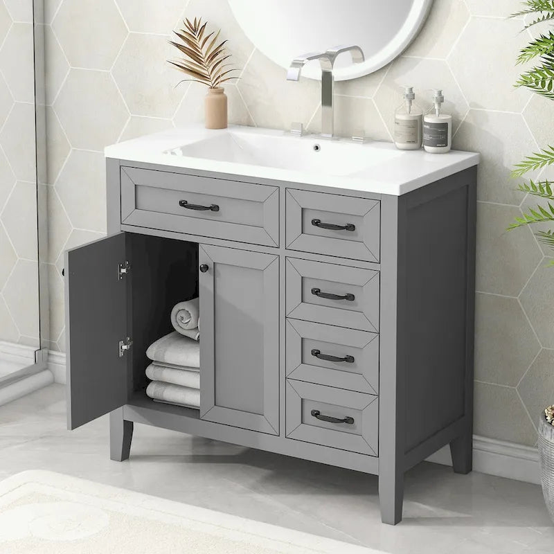 Meuble-lavabo avec tiroirs et évier intégré