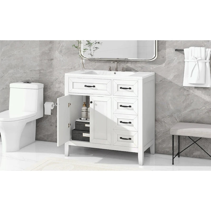 Meuble-lavabo avec tiroirs et évier intégré