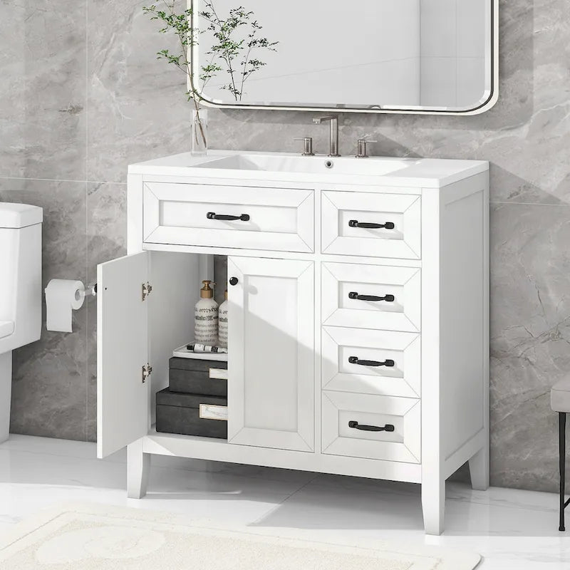 Meuble-lavabo avec tiroirs et évier intégré