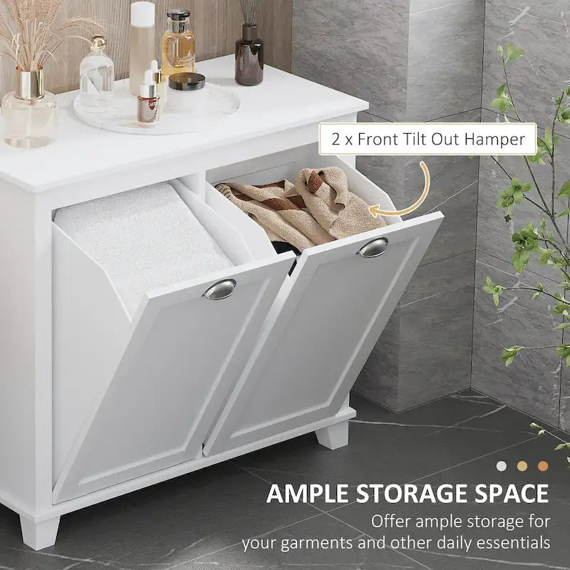 Meuble de salle de bain moderne avec trieur de linge inclinable