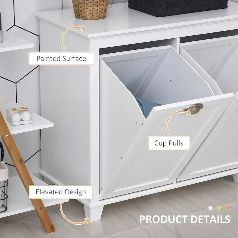 Meuble de salle de bain moderne avec trieur de linge inclinable
