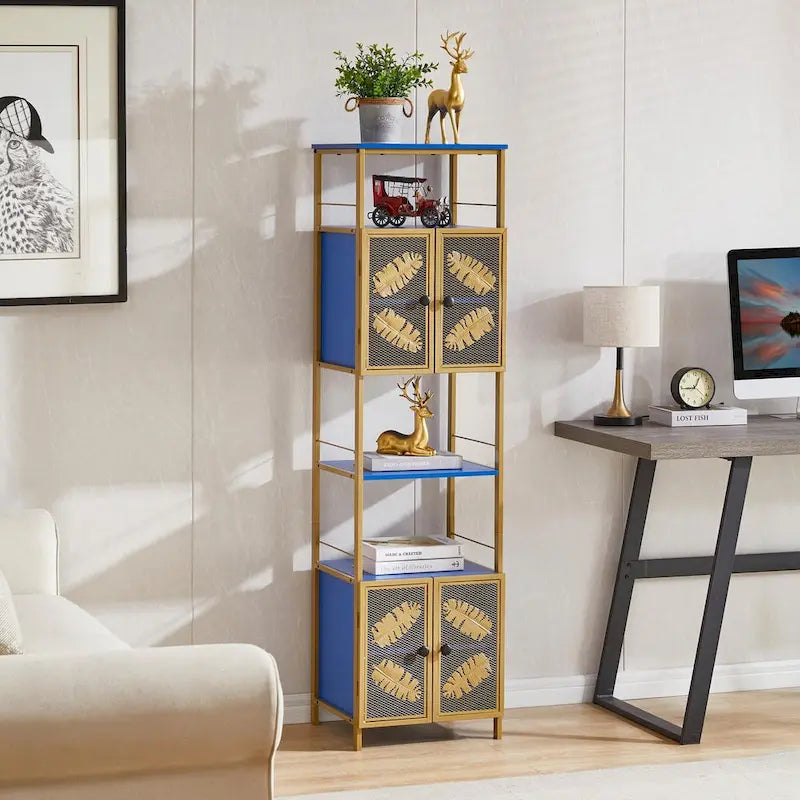 Grande Armoire de Rangement Autoportante avec Compartiments Ouverts et 2 Placards à Portes
