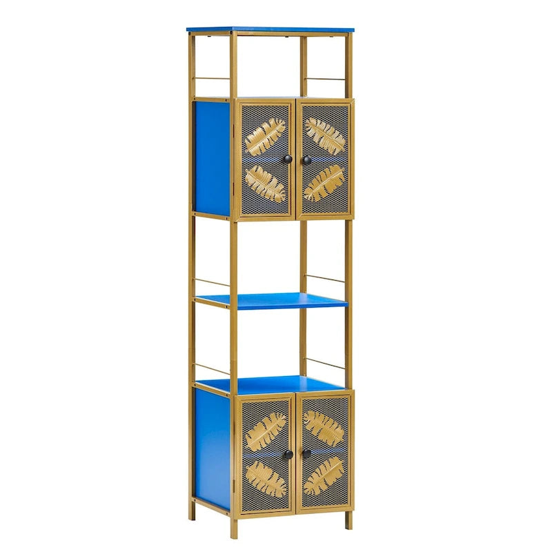 Grande Armoire de Rangement Autoportante avec Compartiments Ouverts et 2 Placards à Portes