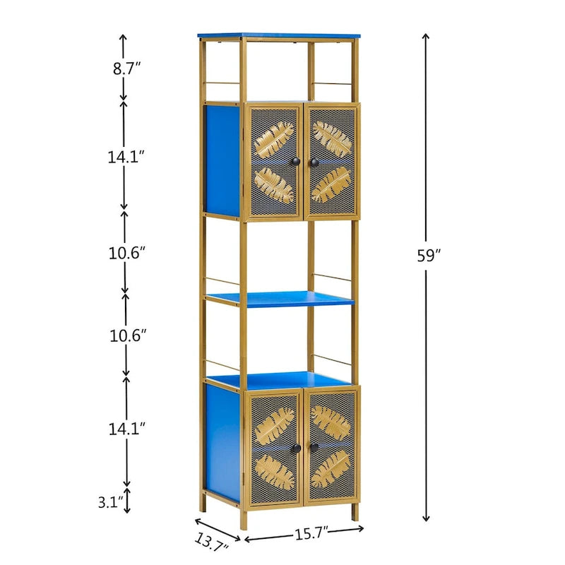 Grande Armoire de Rangement Autoportante avec Compartiments Ouverts et 2 Placards à Portes