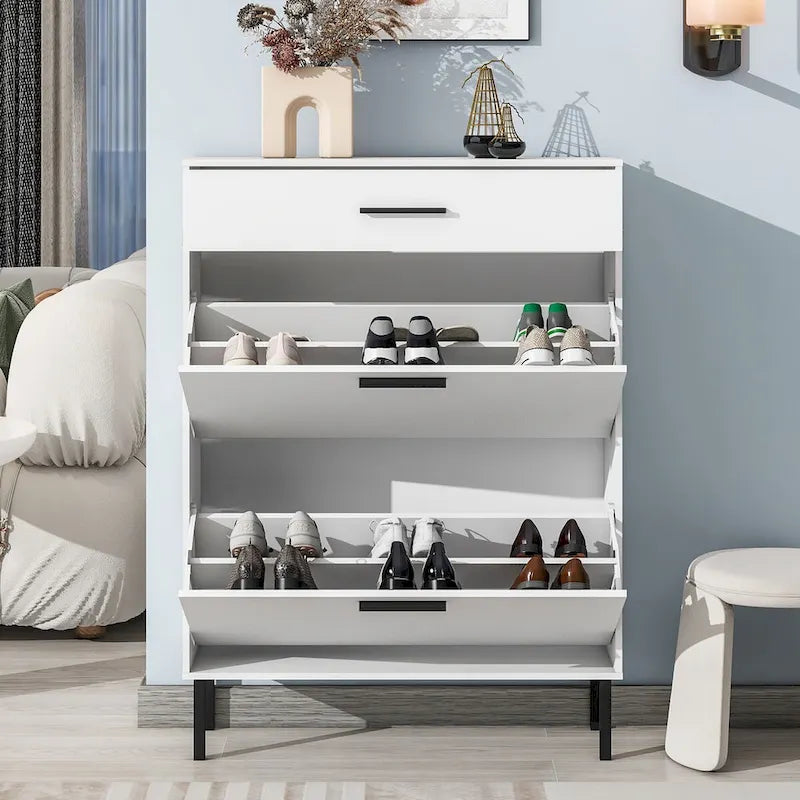 Meuble à chaussures autoportant avec tiroirs - 80 cm (L) x 25 cm (P) x 110 cm (H)