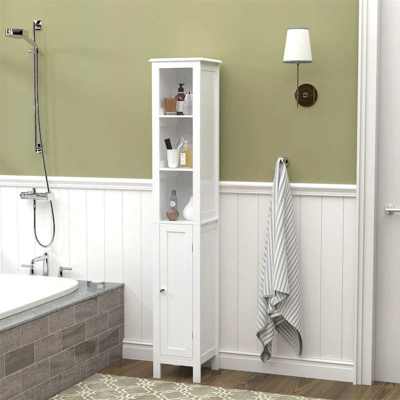Armoire haute de salle de bain de 170 cm, armoire autoportante à 1 porte