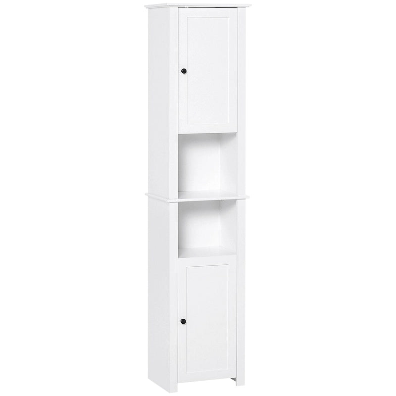 Colonne de rangement pour salle de bain avec étagère réglable et placards