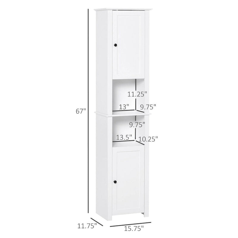 Colonne de rangement pour salle de bain avec étagère réglable et placards