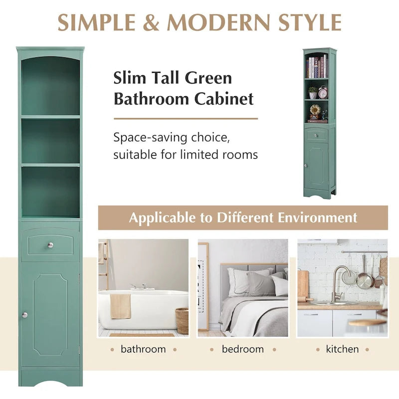 Meuble de salle de bain haut, armoire de rangement autoportante avec tiroir - 34 cm * 23 cm * 170 cm