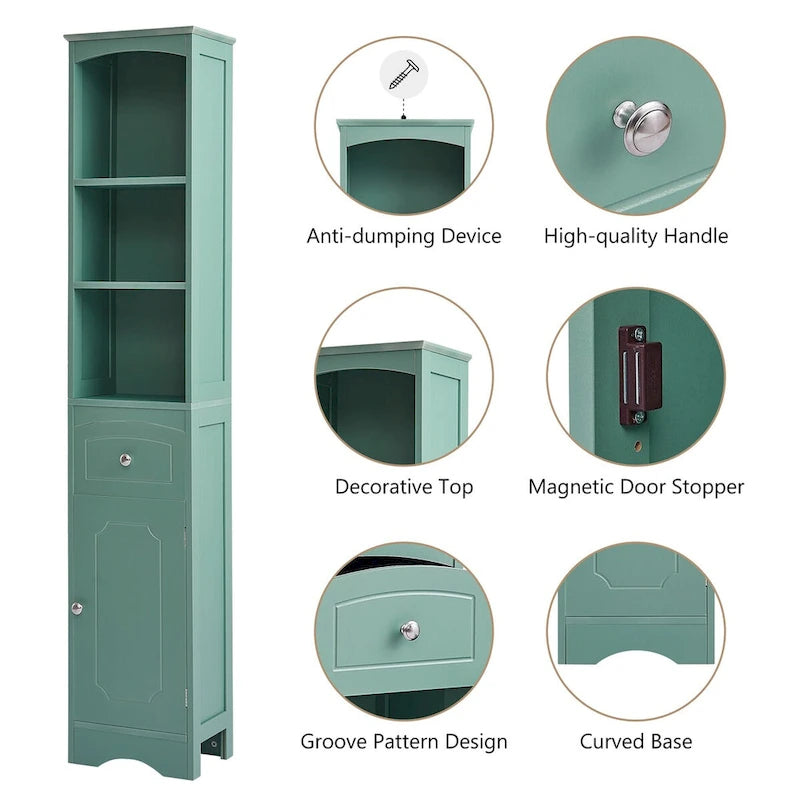 Meuble de salle de bain haut, armoire de rangement autoportante avec tiroir - 34 cm * 23 cm * 170 cm