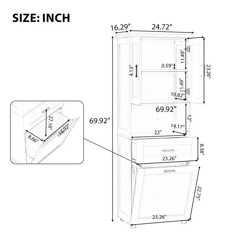 Meuble haut de salle de bain avec panier à linge basculant