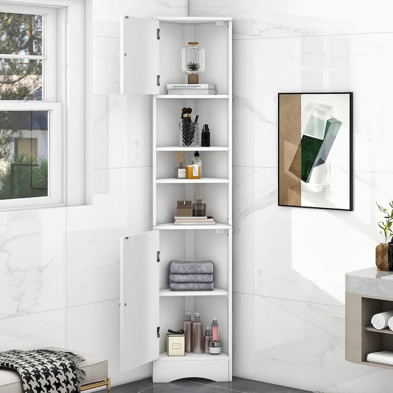 Meuble de Rangement Haut de Salle de Bain avec Deux Portes et Étagères Réglables