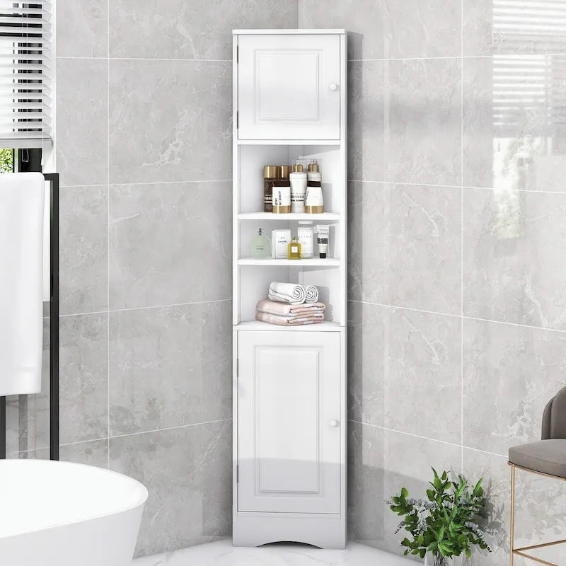 Meuble de Rangement Haut de Salle de Bain avec Deux Portes et Étagères Réglables