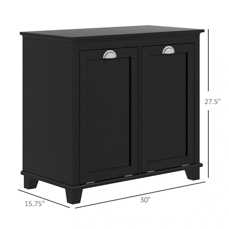 Meuble à linge double basculant, meuble de salle de bain avec panier à linge