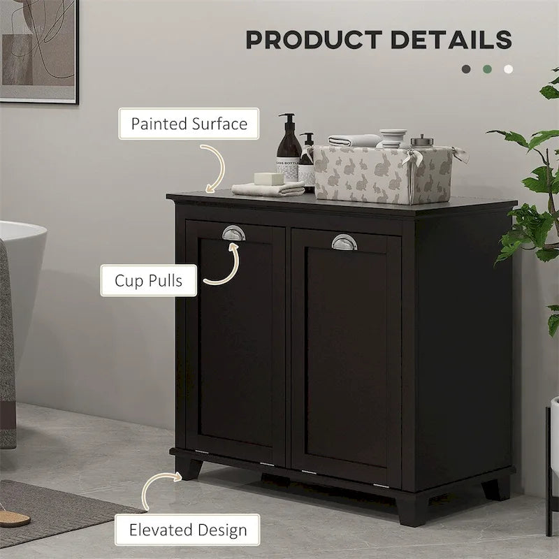 Meuble à linge double basculant, meuble de salle de bain avec panier à linge